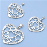 Silver CZ Set - Heart