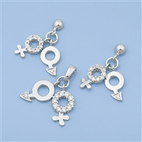 Silver CZ Set - Gender Symbol