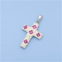 Silver CZ Pendant - Cross