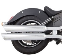 TAB Performance chrome tip compatible exhaust pipe mufflers for a 2014 - Up Indian Scout motorcycle