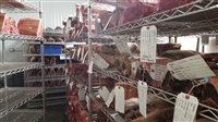 Steak dry-aging in a temperature and humidity-controlled room