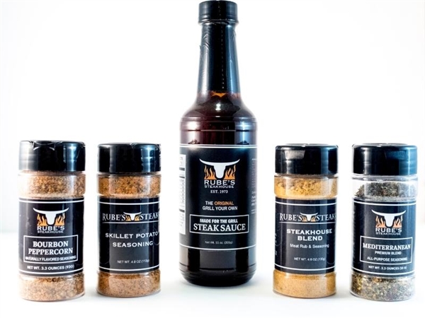 Rube's signature steakhouse seasonings and sauce