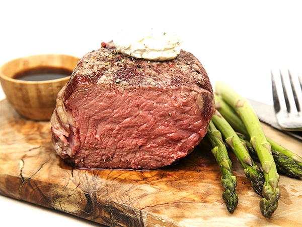 Bacon-Wrapped Filet Mignon with asparagus