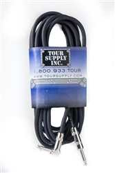 Tour Supply Pro Guitar Cable Black cable (1) 1/4 inch to (1) rt angle nickel plated connectors