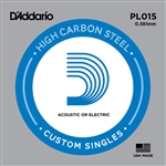 D'Addario Single Plain Steel 015