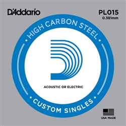 D'Addario Single Plain Steel 015