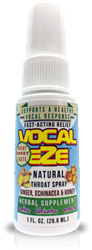 Vocal Eze Fast-Acting Professional Natural Throat Spray - 1 oz. bottle