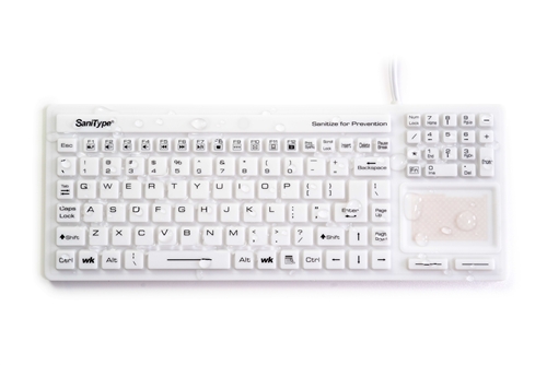 Used for Infection Control & Equipment Protection, the Washable "Touchpad Plus" Hygienic Rigid Silicone Washable Keyboard (USB) KBSTRC106T-W can be cleaned by washing with soap and water, sanitized or disinfected.