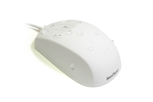 Used for Infection Control & Equipment Protection, the Waterproof Professional-grade Optical Waterproof Mouse with Touchpad-scroll (USB) OMST0C03-W can be cleaned by washing with soap and water, sanitized or disinfected.