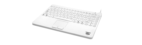 Man and Machine Slim-Cool-Low-Profile-Touch Backlit Small-Footprint 12-inch Waterproof Silicone Keyboard, Touchpad, and Lifetime Warranty (USB) (Hygienic White) | SCLP+/BKL/W5/LT
