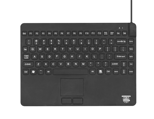 Man and Machine Slim-Cool-Low-Profile-Touch Backlit MagFix Small-Footprint 12-inch Waterproof Silicone Keyboard, Touchpad, and Lifetime Warranty (USB) (Black) | SCLP+/MAG/BKL/B5/LT