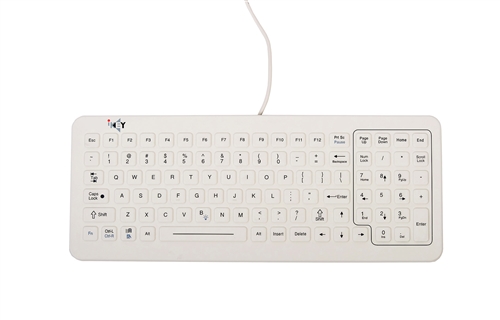 iKey SlimKey Cleanable Sealed Medical Keyboard (USB) (White) | SLK-101-FL-WHITE-USB