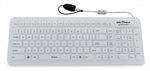 Used for Infection Control & Equipment Protection, the Seal-Glow Washable Backlit Silicone Keyboard SW106G2 can be cleaned by washing with soap and water, sanitized or disinfected.