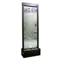 Silver Mirror Waterfall with Decorative Stones & Light