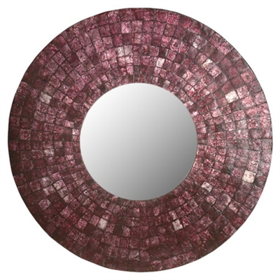 Plum Capiz Round Mirror