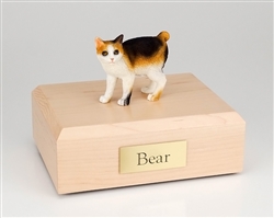 Japanese Bobtail Cat Urn in Tort & White