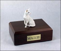 White Oriental Shorthair Cat Urn