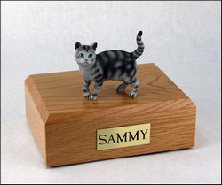 Cat Urn, Tabby, Silver, Shorthair, Standing