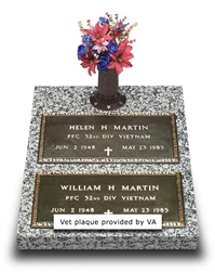 Double Depth Bronze Veteran Headstones w/Vase