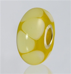Yellow Dots Glass Cremation Bead for Pandora Bracelets