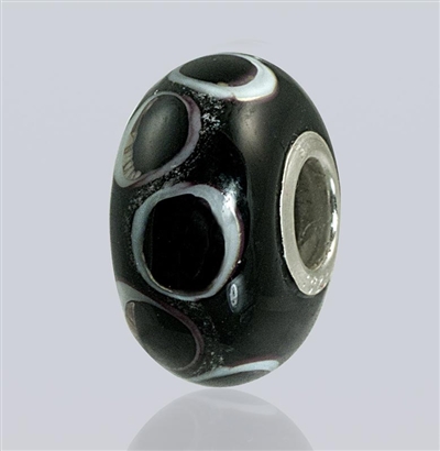 Black Dots Glass Cremation Bead for Pandora Bracelets