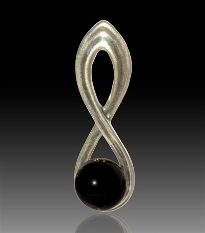 Harmony Silver & Glass Pearl Pendant - Black