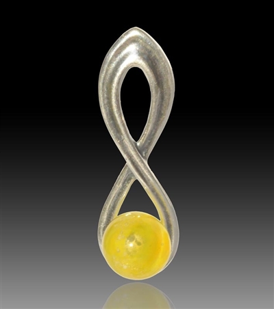 Harmony Silver & Glass Pearl Pendant - Yellow