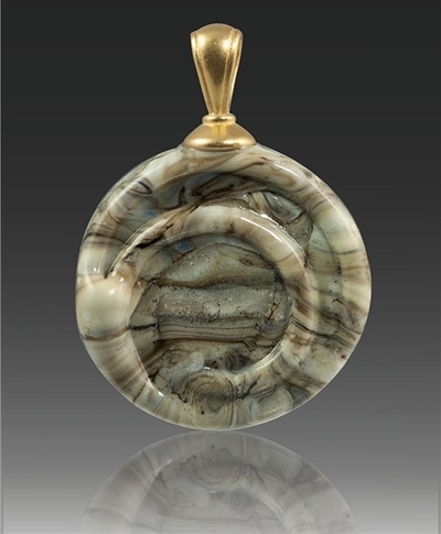 Fossil Helix Glass Cremation Pendant
