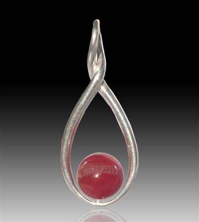Melody Glass Pearl Cremation Pendant - Red