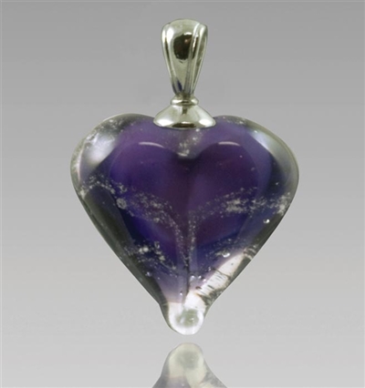 Purple Heart Glass Cremation Pendant
