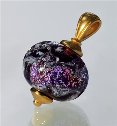 Glass Cremation Pendant - Swirling Galaxy Dark Plum