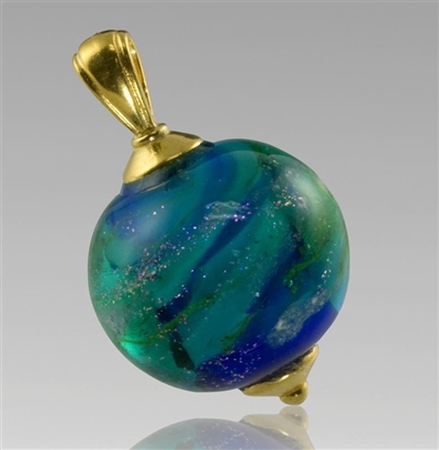 Glass Cremation Pendant - Swirling Galaxy Ocean