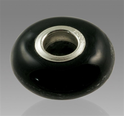 Black Glass Cremation Bead for Pandora Bracelets