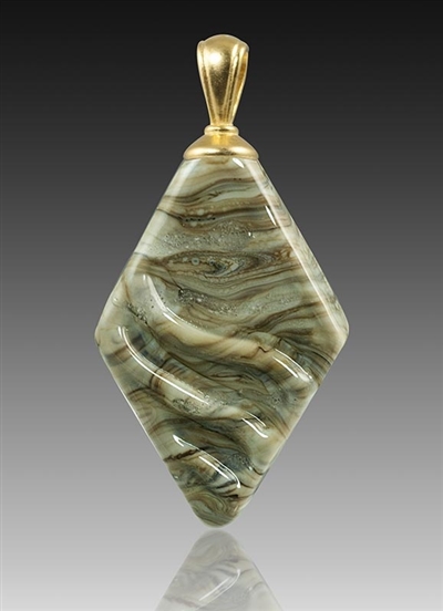 Fossil Rhombic Glass Cremation Pendant