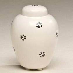 Ceramic Paw Print Pet Urn