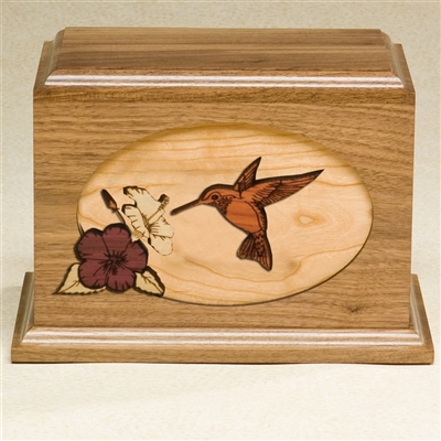 Walnut Hummingbird Wood Urn