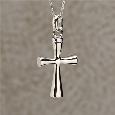 Silver Contoured Cross Cremation Pendant