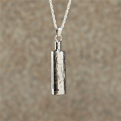 Etched Cylinder Urn Necklace