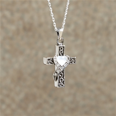 Heart Stone Cross Cremation Pendant