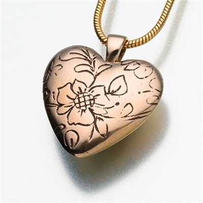 Floral Heart Bronze Pendant