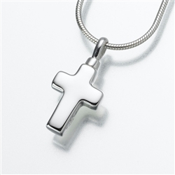 Small Silver Cross Cremation Pendant