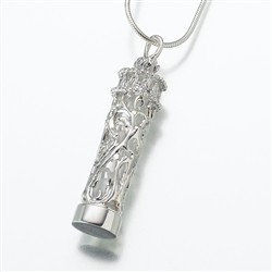Silver Chromate Filigree Casing Urn Necklace