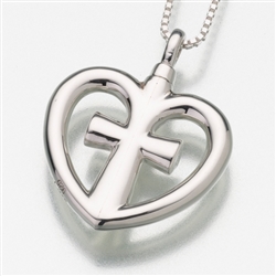 Silver Love Cross Cremation Locket