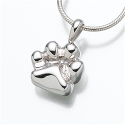 Sterling Silver Paw Cremation Jewelry Pendant