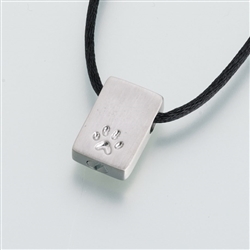 Silver Rectangle Paw Print Cremation Pendant