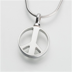 Silver Peace Sign Cremation Pendant