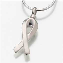 Silver Remembrance Ribbon Cremation Pendant