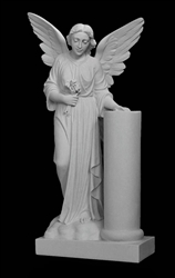 36" Angel With Column Statue