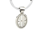 Pierced Oval Monogram Keychain in Block Style, Sterling Silver