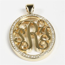 Diamond Monogram Pendant, Pierced in Script Style, 36mm